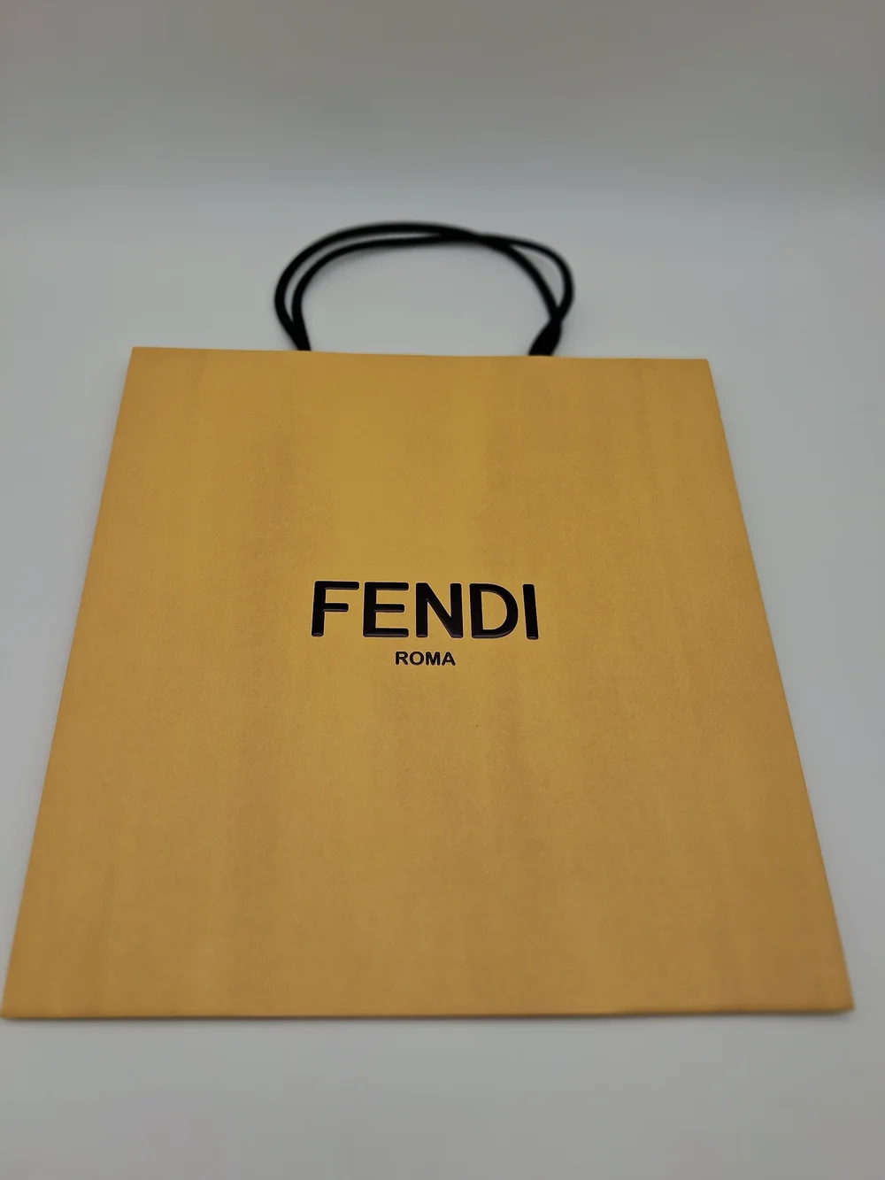 FENDI ROMA Yellow Black Logo Luxury Shopping Gift Bag Designer Packaging